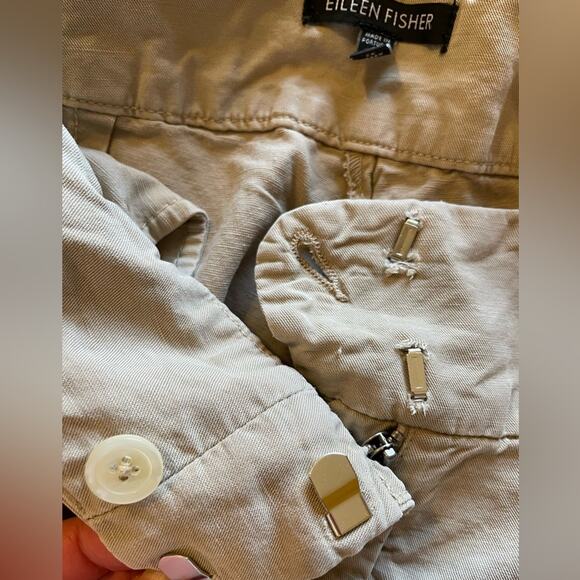 Eileen Fisher Linen Blend Light Weight Wide Leg Low Rise Beige Boho Pants Size12 - Picture 5 of 13